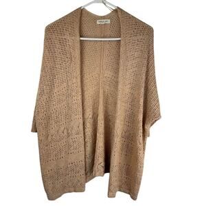 Byron Bay Open Knit Crochet Cardigan Tan Boho Festival Size M/L